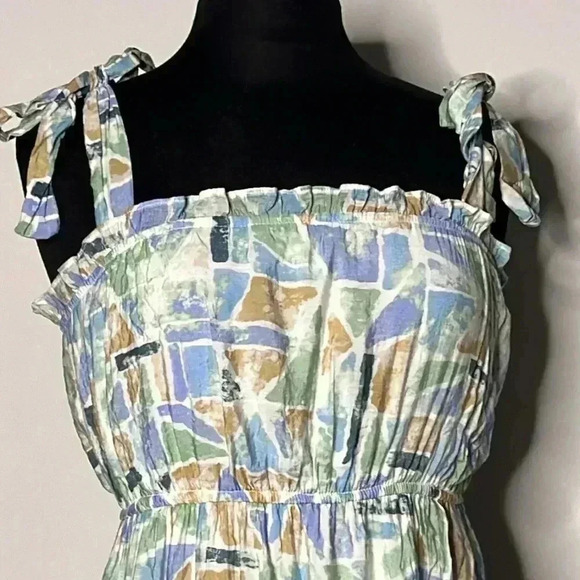 Blu Pepper Artsy Art Deco Multicolor Midi Tiered Ruffled Dress Size L - Picture 4 of 10